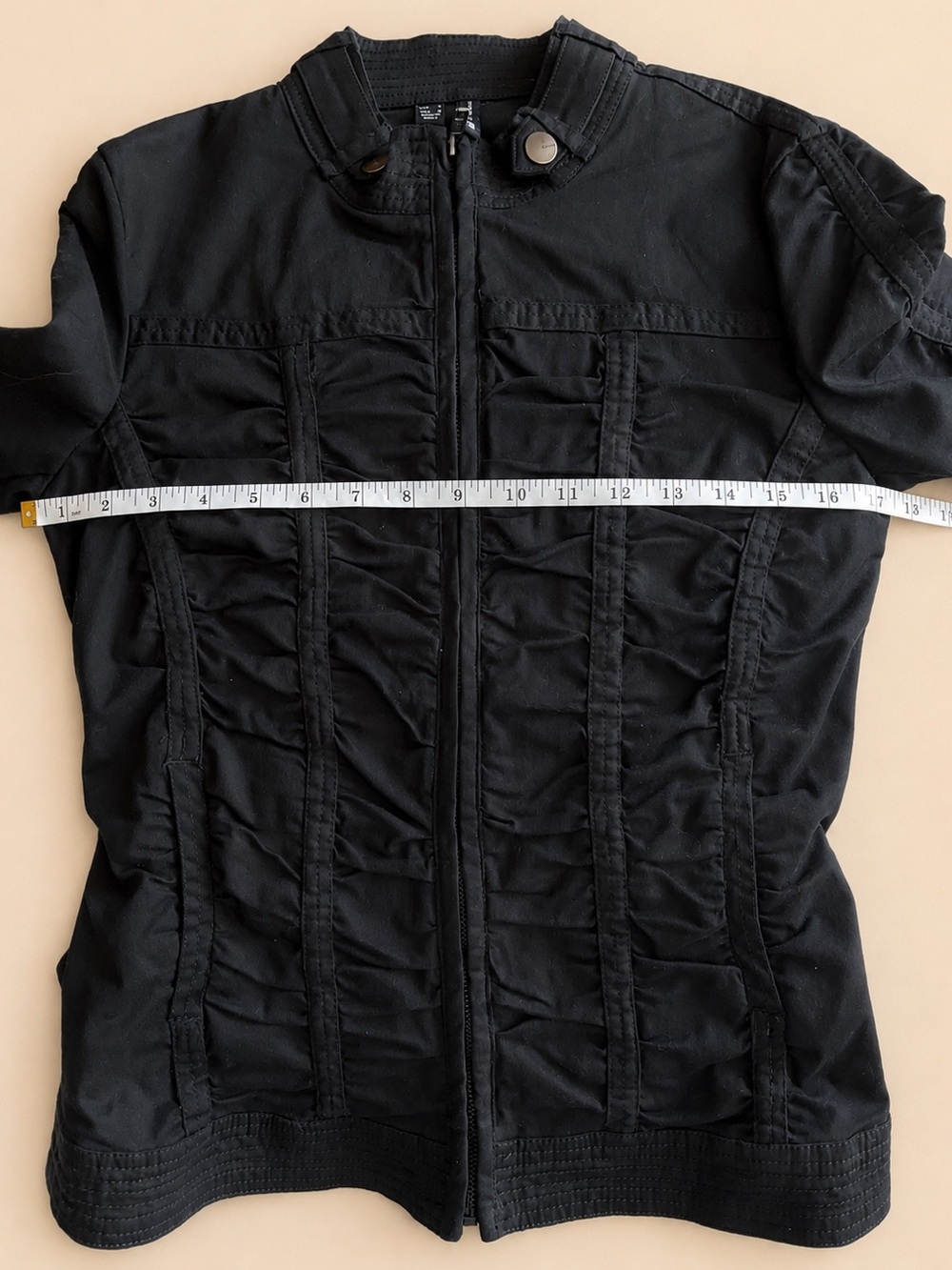 MNG By Mango Black Women’s Ruched Zip-Front Jacket Size Small NWOT - Picture 8 of 11